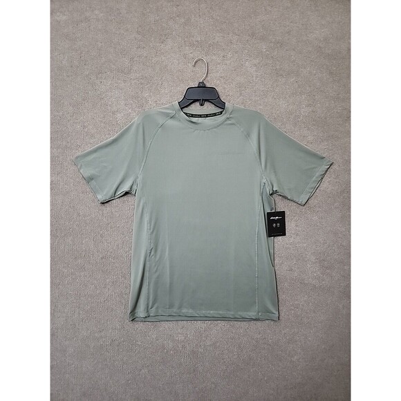 EDDIE BAUER Rash Guard Shirt Mens M Sage Green Short Sleeve Swim Beach Surf NEW - Picture 1 of 7